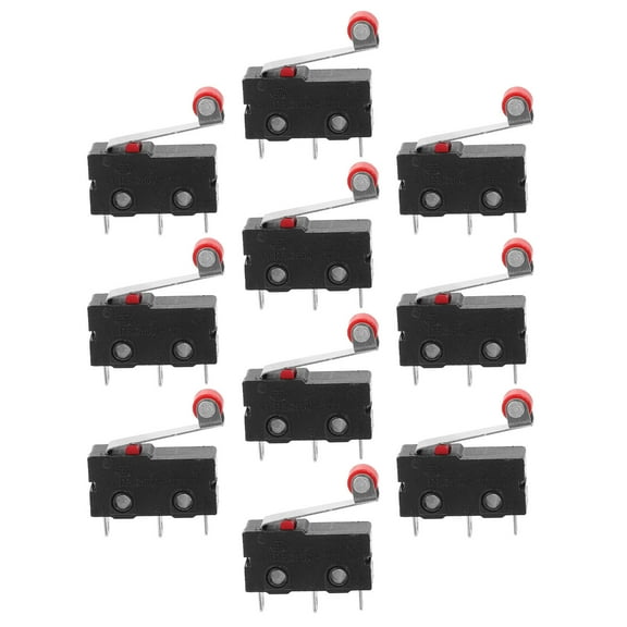 ELAYARD 10Pcs Micro Roller Lever Arm Limit Switch Black Silver Tone for Switching