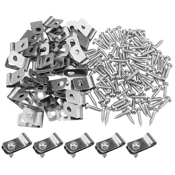 ELAYARD Heavy Duty Stainless Steel Fence Clips, and Simple Design, 100 Sets for Secure Fencing