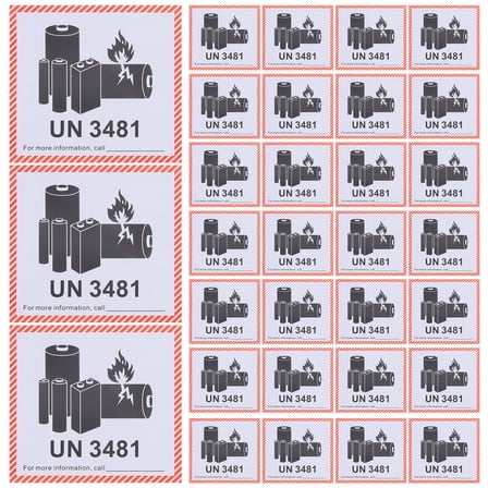 ELAYARD 100 sheets Battery Labels Adhesive Stickers Transport Caution Warning Labels (UN3481)