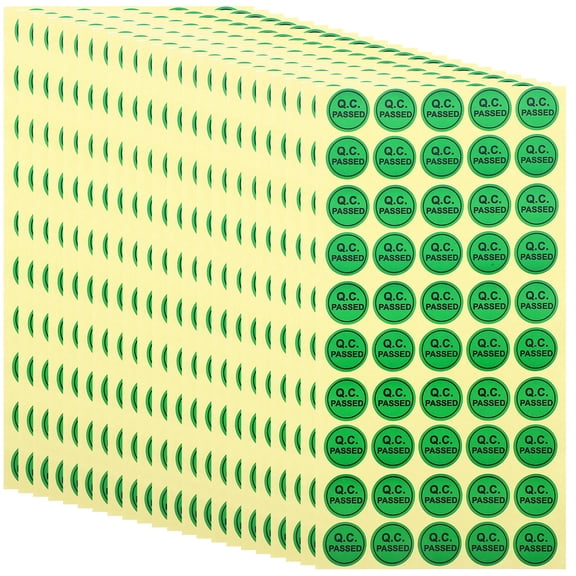 ELAYARD 1000Pcs Quality Inspection Qc Passed Stickers Green Adhesive Labels for Warehouse and Inventory Decor