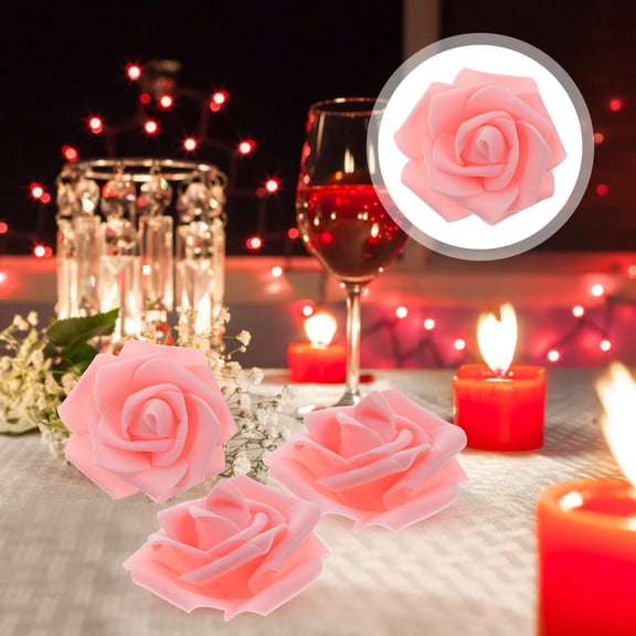 ELAYARD 100Pcs Faux Rose Heads in Light Pink for Enhancing Birthday and Holiday Decorations