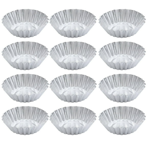 ELAYARD 100Pcs Aluminum Alloy Tart Molds Reusable Baking Cups with Non Stick Design