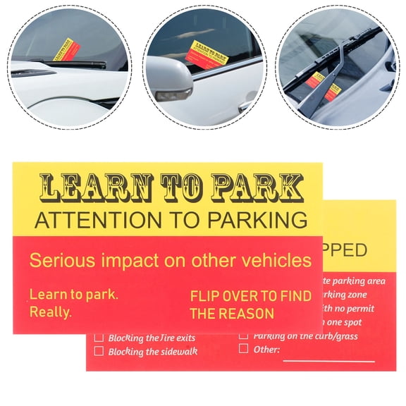 ELAYARD 100Pcs Parking Stickers Red Paper Temporary Parking Reminder for General Public in Public Parking Lots
