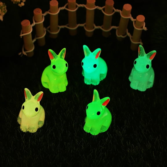 ELAYARD 100pcs Mini Bunnies Glow in the Dark Figurines for Micro Garden and Home Decor