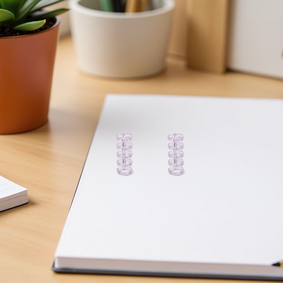 ELAYARD 100Pcs Violet Transparent Plastic Loose Leaf Rings for Office Use and Document Binding