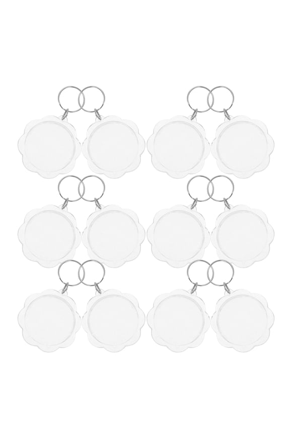 100Pcs Clear Acrylic Picture Frame Keychains Flower Shape Easy Photo Insert