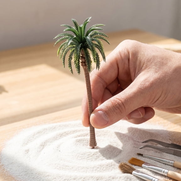 ELAYARD Lifelike Palm Tree Model Green Landscape for Decoration 10Pcs