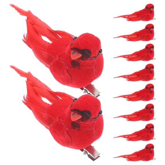 ELAYARD Xmas Red Cardinal Birds Figurine Foam Feather for Christmas Tree