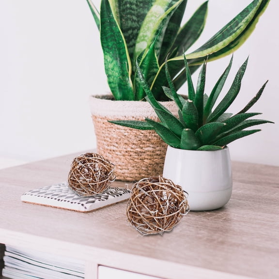 ELAYARD 10Pcs Brown Rattan Wicker Balls for Living Room and Bathroom Decoration