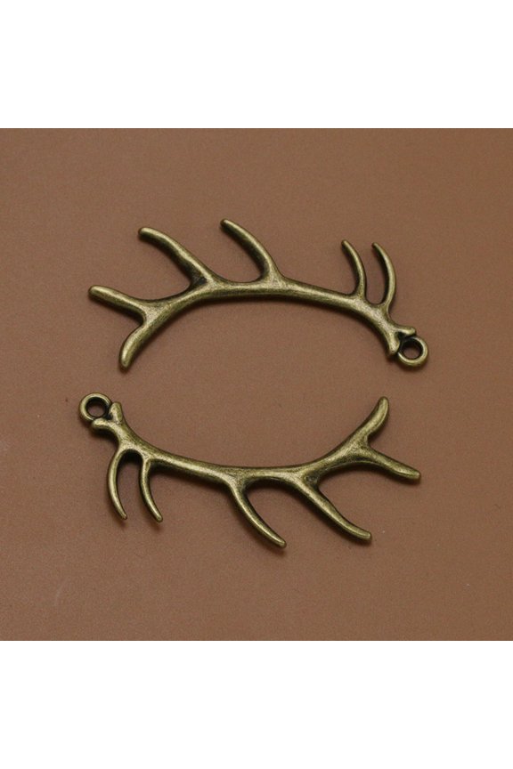 10Pcs Jewelry Making Pendants Light Brown Alloy Deer Horn Charms