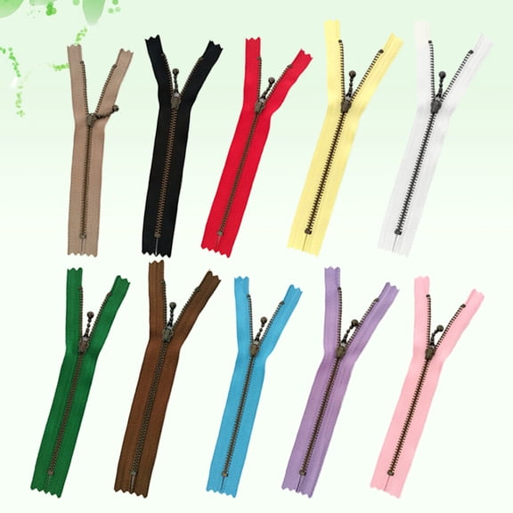 ELAYARD 10Pcs 20Cm Copper Zipper Copper Sewing Accessories for Cloth Bag Purse Assorted Color