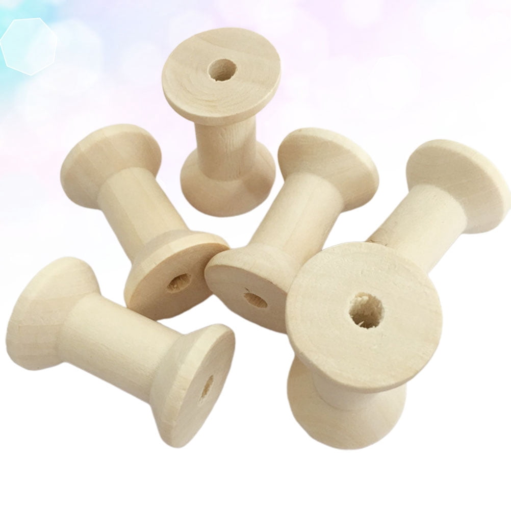 Toy Craft Using Thread ELAYARD 10Pcs Craft Spools Unfinished Solid Wood Thread Spools for ...
