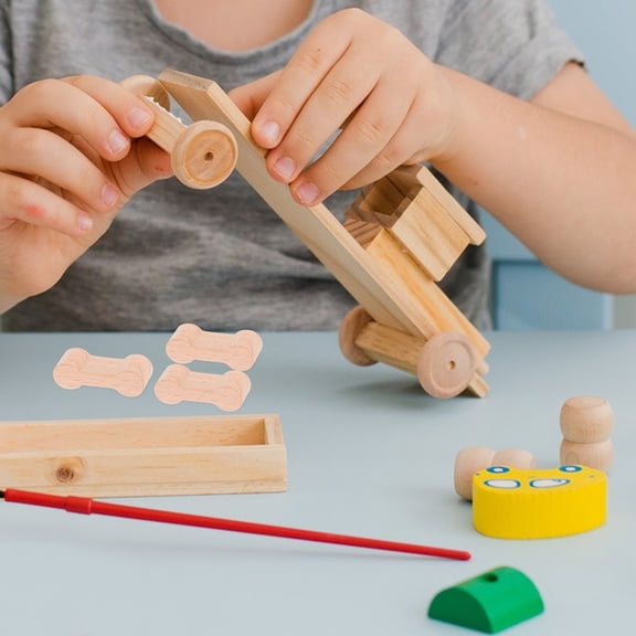 ELAYARD 10pcs Railway Track Connector Wooden Khaki for Kids Train