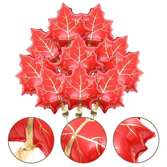 ELAYARD 10Pcs Fall Party Balloon Red Foil Maple Leaf Balloons Autumn Festival Decoration