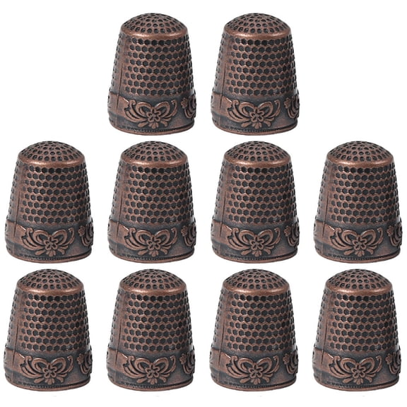 ELAYARD 10Pcs Brown Copper Sewing Thimble for Hand Quilting Embroidery with Decorative Protective Pattern