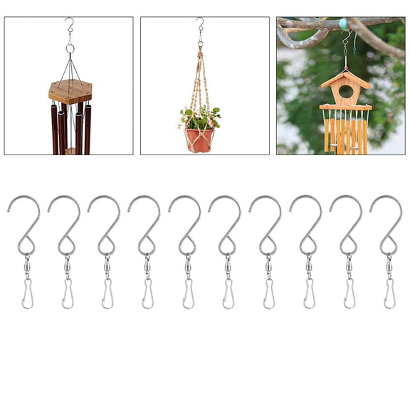 ELAYARD 10Pcs 360 Degree Rotating Stainless Steel Swivel Hooks for Hanging Wind Spinners