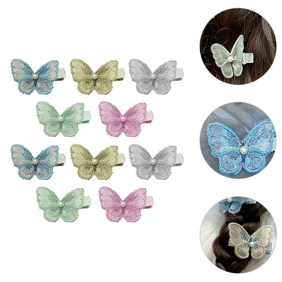 ELAYARD 10Pcs Butterfly Shape Hair Clips Fabric Assorted Color Hair Styling for Women