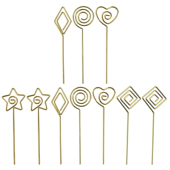 ELAYARD 10Pcs Golden Business Cards Clips Decorative Memo Holders for Desktop Photo and Note Display