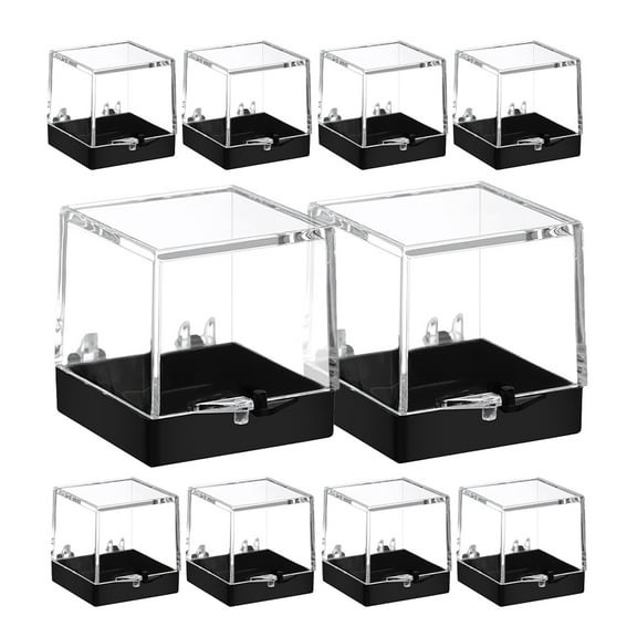 ELAYARD 10Pcs Plastic Mineral Display Boxes Black Transparent Specimen Storage Containers for Home Use