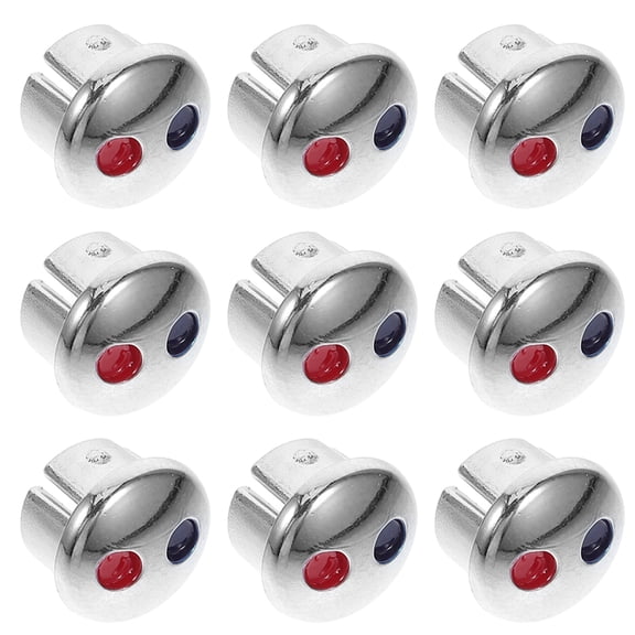 ELAYARD 10Pcs Plated Silver Hot Cold Water Markers for Faucet with Red Blue Caps Stylish Temperature Labels