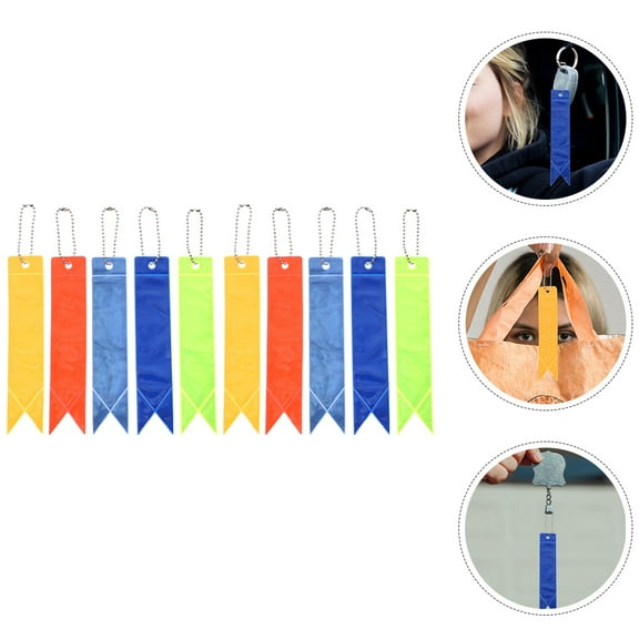 ELAYARD 10Pcs Reflective Keychain Pendant PVC Durable Night Glow Key Ring for Backpack and Bag Accessories