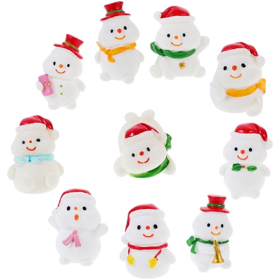 ELAYARD Resin Snowman Figurines Assorted Color Christmas Decorations Desktop Garden Use 10Pcs