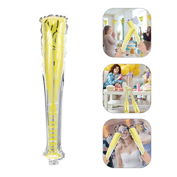 ELAYARD 10Pcs Inflatable Baseball Bat Party Favors Yellow Foil Balloon Decor for Sports Themed Events