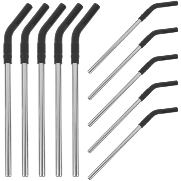 ELAYARD 10Pcs Stainless Steel Beverage Straws with Silicone Tips Safe for Hot Cold Drinks