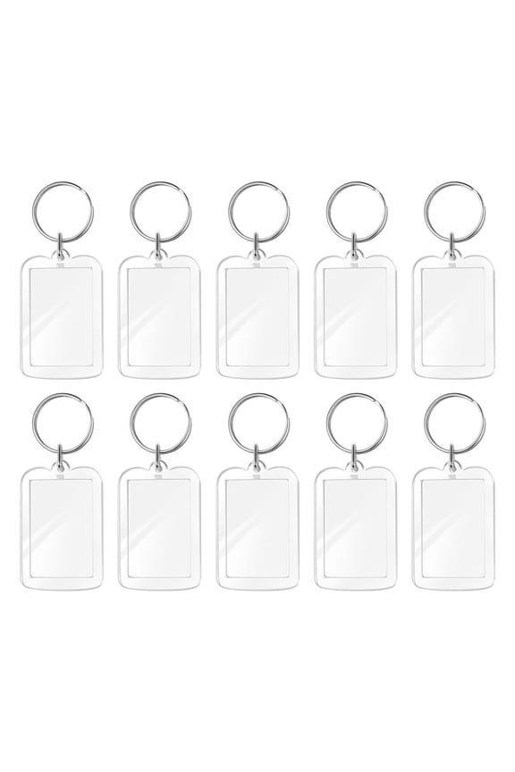 10Pcs Transparent Picture Frame Key Ring with Split Ring for Home Key Organization