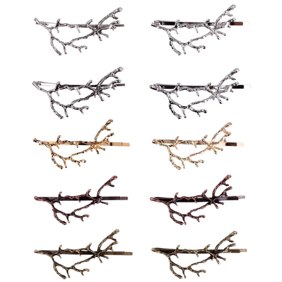 ELAYARD 10Pcs Antler Branch Hairpins Alloy Hair Clips Fashion Accessories for Decoration