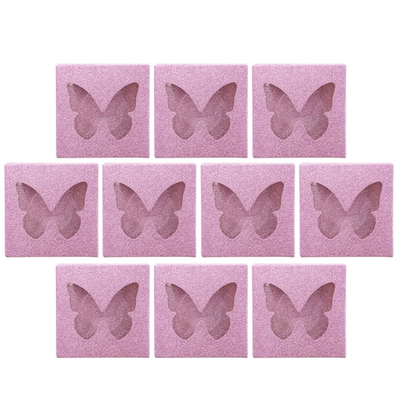 ELAYARD 10Sets False Eyelash Case Pink Butterfly Hollow Design Practical Lash Holder
