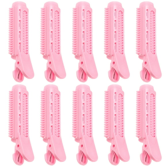 ELAYARD 10Pcs Roller Jaw Clamps for Hair Volume Pink ABS Bang Hair Curling Clips Easy to Use