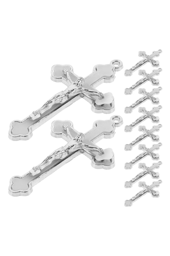 10pcs Mini Jesus Cross Pendant Charms for Jewelry Making Ideas Special Occasions White