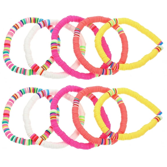 ELAYARD Stretch Bracelets Bohemian Bracelets Polymer Clay Multi 10pcs
