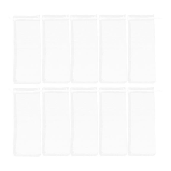 ELAYARD 10Pcs Sheer Organza Wine Bottle Wraps White Satin Drawstring for Elegant Wine Presentation