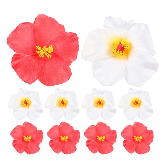 ELAYARD 10pcs Simulation Hibiscus Flower Hawaiian Flower Artificial Tropical Flowers For Party Decorations Pink