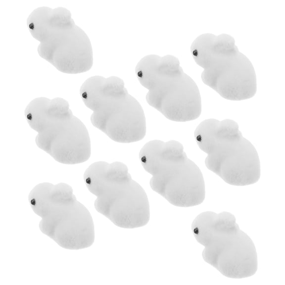 ELAYARD Cute Flocked Bunny Decorations White Foam Garden Ornaments 10Pcs
