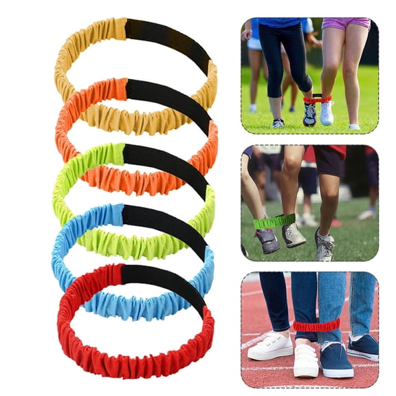 ELAYARD 10pcs Three Legged Race Bands Red Elastic Tie Rope Team Building Adults Outdoor Games