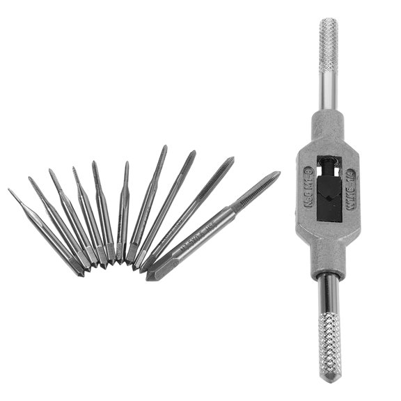 ELAYARD 11Pc Micro Metric Taps Bits Set for Repair Thread Restoration in Plated Silver