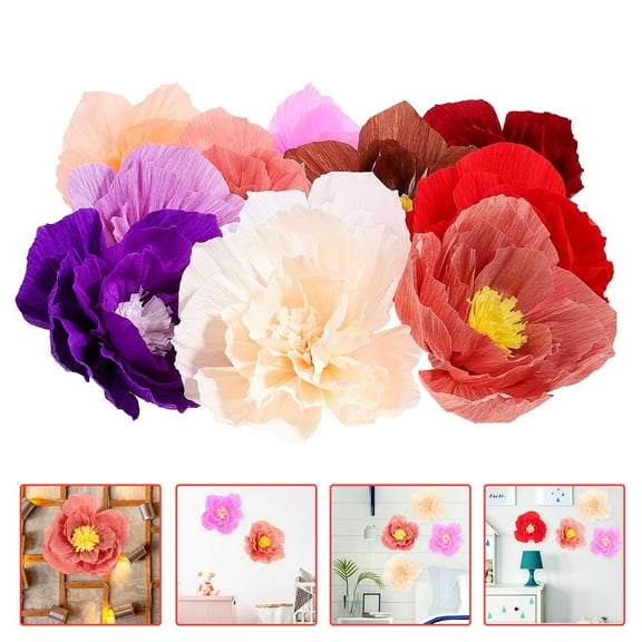 ELAYARD 11Pc Hand-Made Paper Flower Decorations Assorted Color for Home and Party Decors