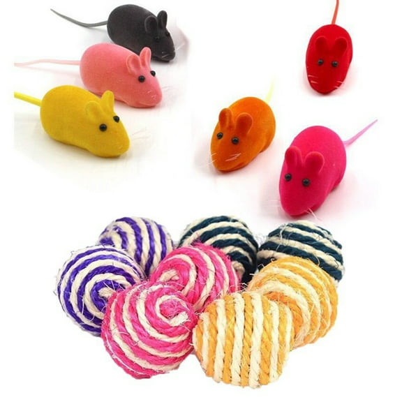 ELAYARD 12PCS Mice for Cats with Assorted Color for Indoor Entertainment and Playtime