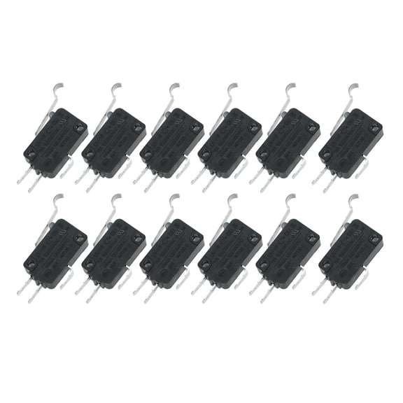 ELAYARD 12Pcs Black Micro Electric Pin Type Momentary Push Button Switch for Charging with Plastic Protection