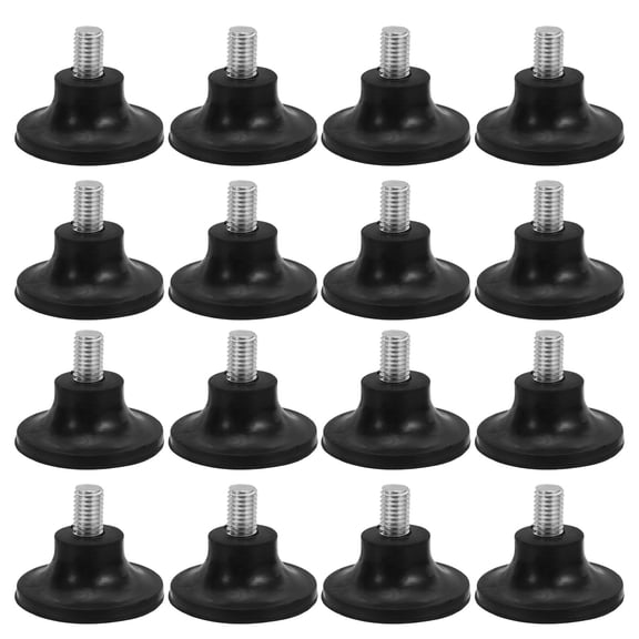 ELAYARD 12Pcs Black Rubber Furniture Levelers with M10 Threaded Adjustable Screw Feet for Chairs and Tables
