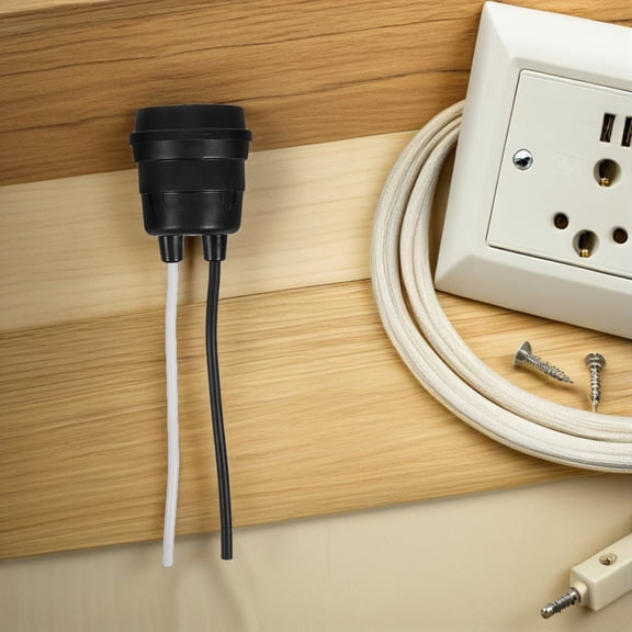 ELAYARD Waterproof E27 Light Socket in Black with Flexible Cable for Humid Environments