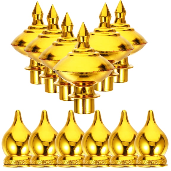 ELAYARD 12Pcs Flag Topper Decor Flagpole Top Ball Golden Plastic Finial Ornament