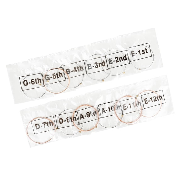 ELAYARD 12-Pack Acoustic Folk Guitar Strings Set, Metal Replacement Strings with Textured Design for Enhanced Sound