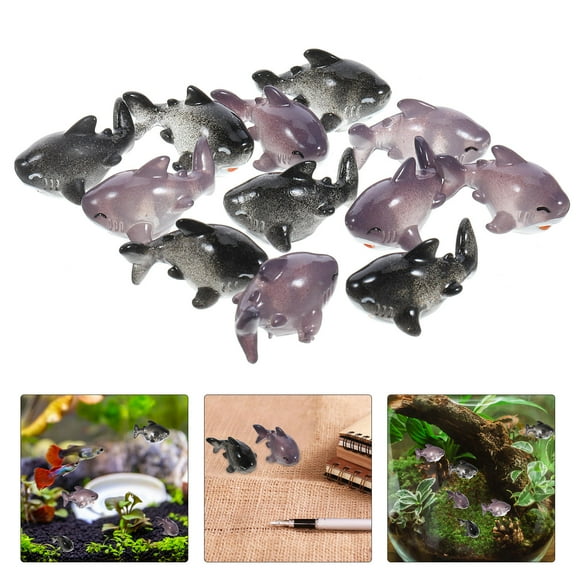 ELAYARD 12Pcs Shark Decoration Mini Shark Figurines Synthetic Resin Indoor Outdoor Decoration