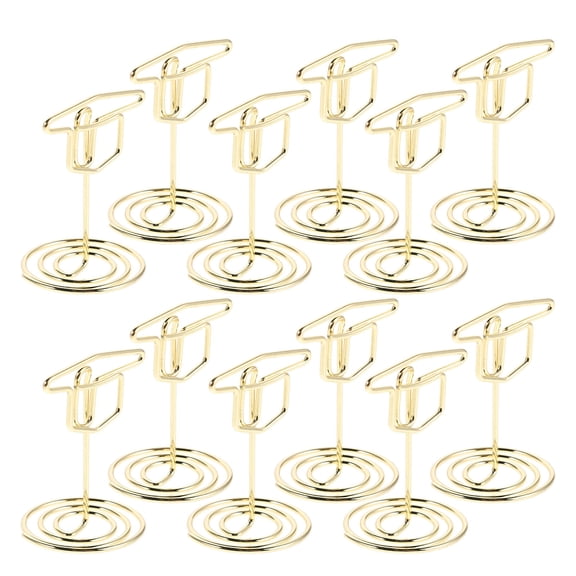 ELAYARD 12Pcs Graduation Place Card Holder Plated Gold Metal Clip Stand Stable Table Card Display for Weddings Parties