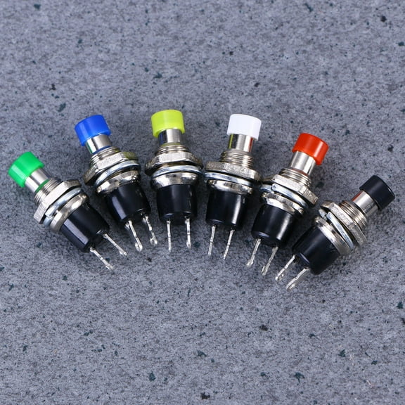 ELAYARD 12Pcs Assorted Color Spst Momentary Push Button Switch with Screw Clamp Terminals