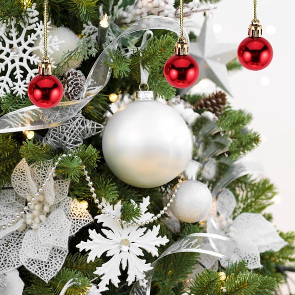 ELAYARD Elayard 12Pcs 3Cm Shining Red Christmas Tree Ornaments Baubles